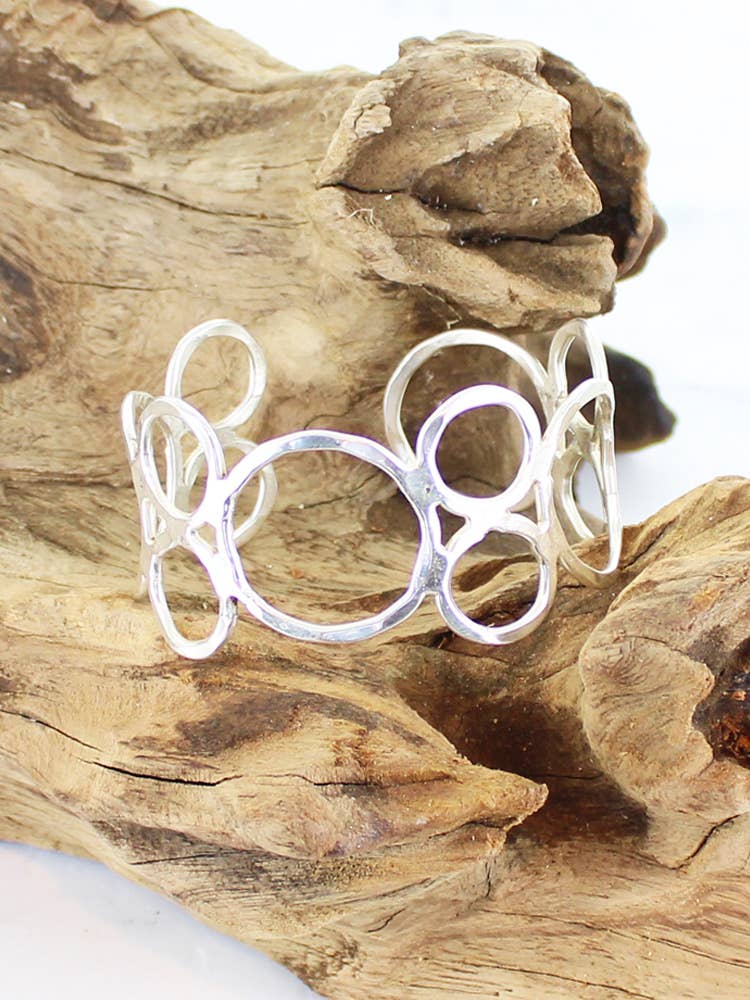 SILVER BEATEN OPEN RING CUFF