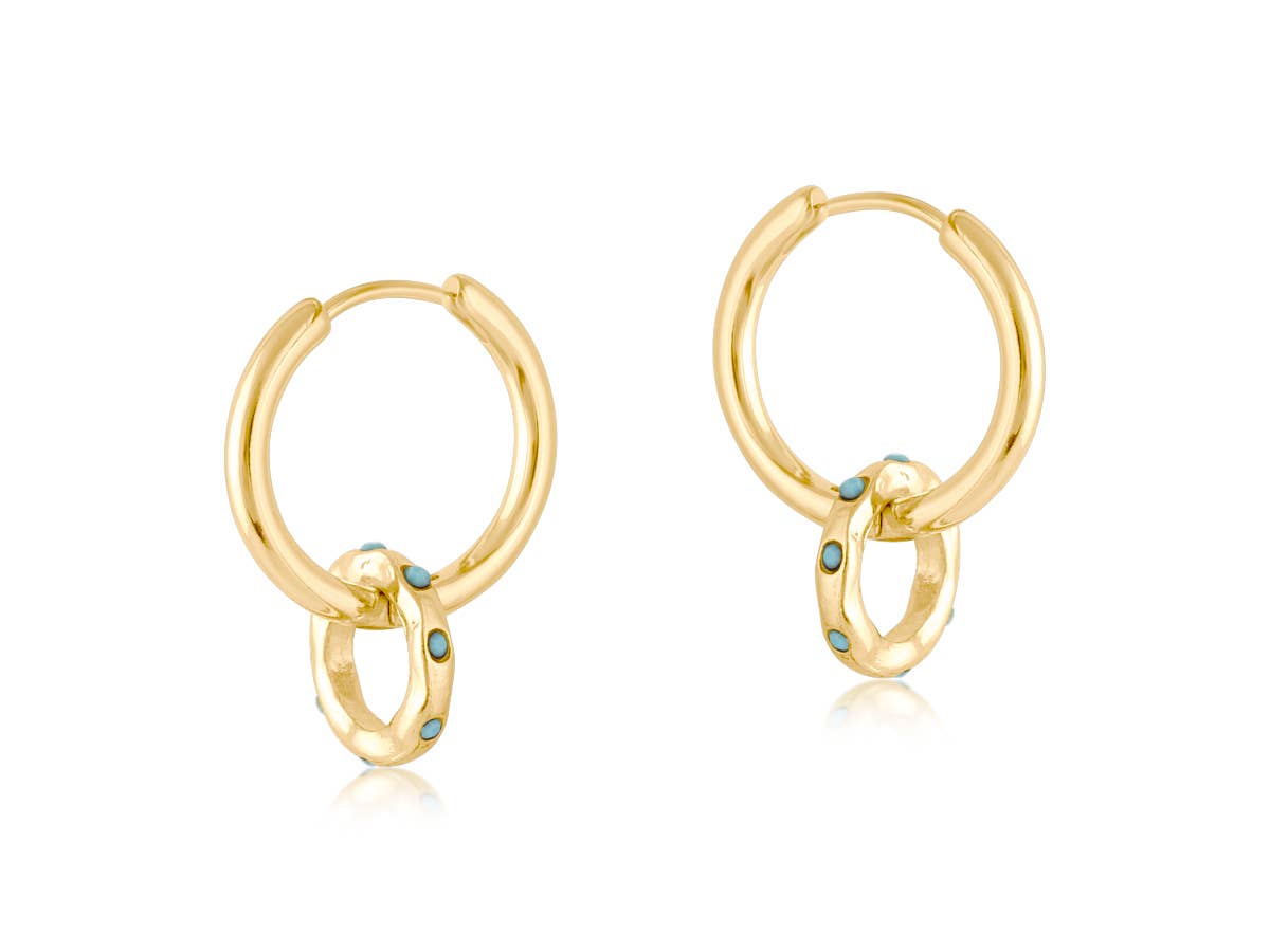 MALLORCA SMALL HUGGIE EARRINGS: GREEN
