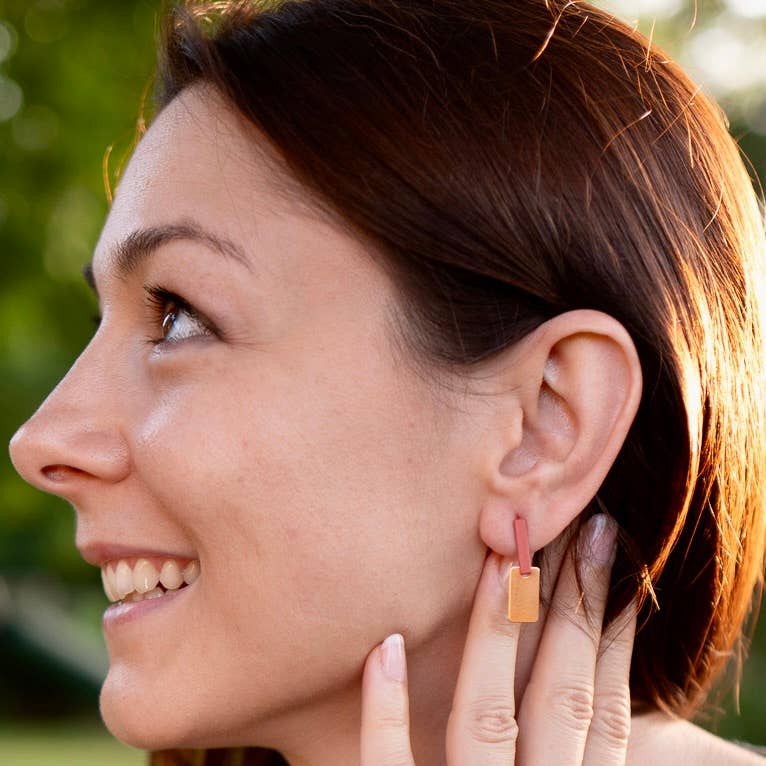 Bauhaus Collection | Block Earrings | BH013: Rust orange