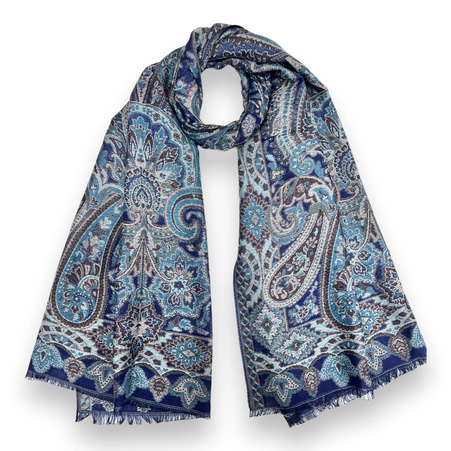 Premium pashmina with paisley print: Black Multi | The Nancy Smillie Shop - Art, Jewellery & Designer Gifts Glasgow Scotland