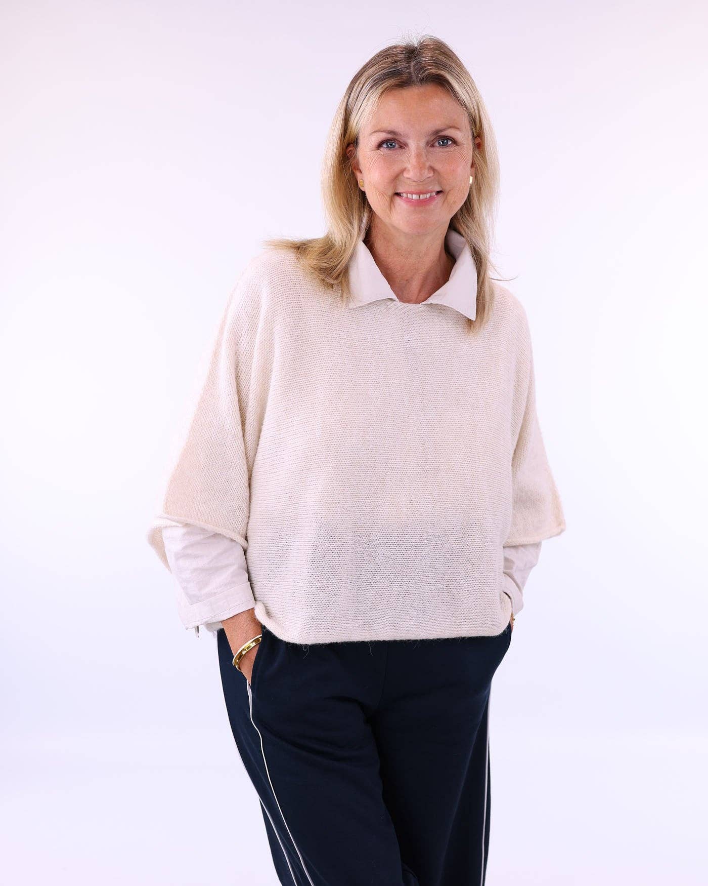 Alpaca Blend Short Tunic Top: Cloud Grey