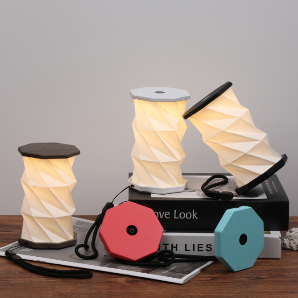 Mini Twist Hexagon Lamp: Walnut Drift