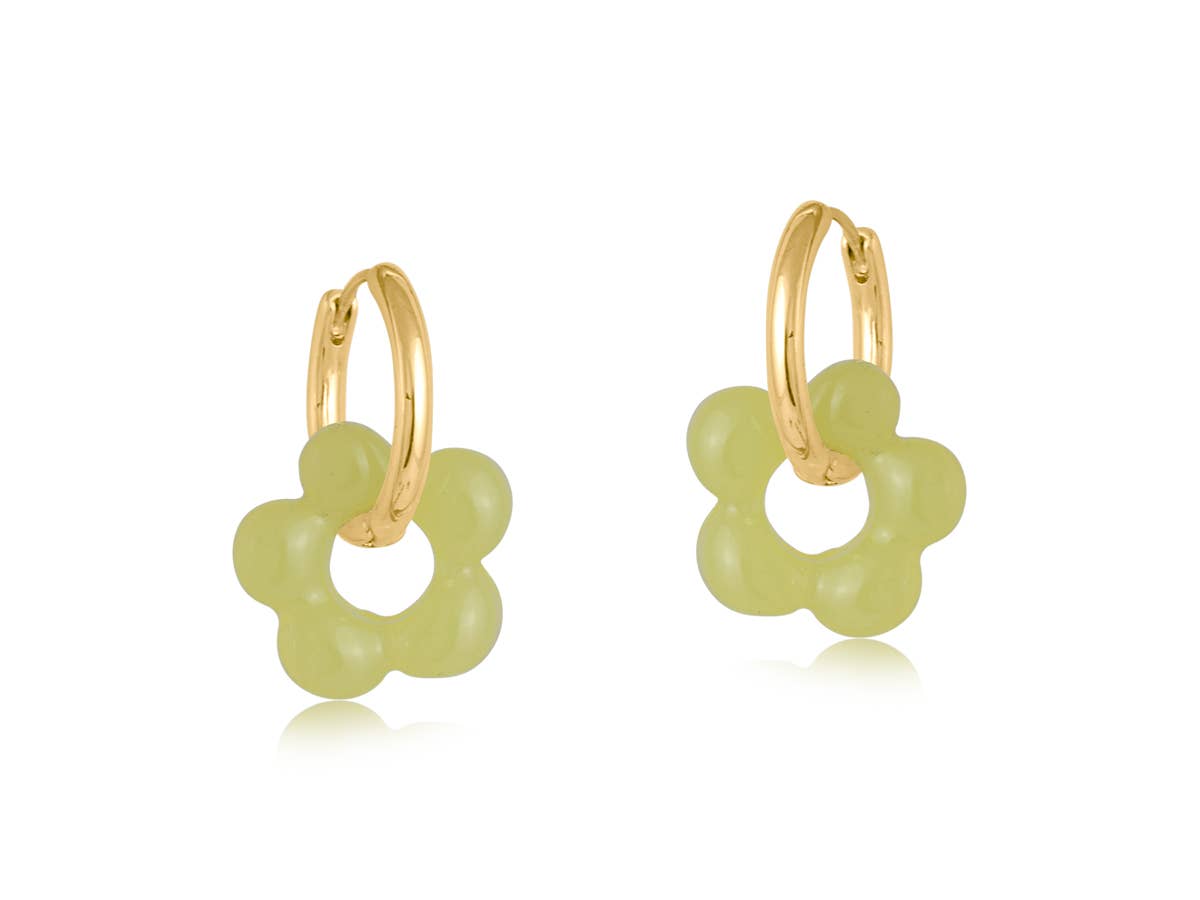 Olympia Beaded Huggies Hoop Earrings: YELLOW