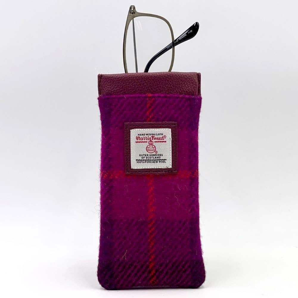 Harris Tweed Glasses Sleeve Purple Check