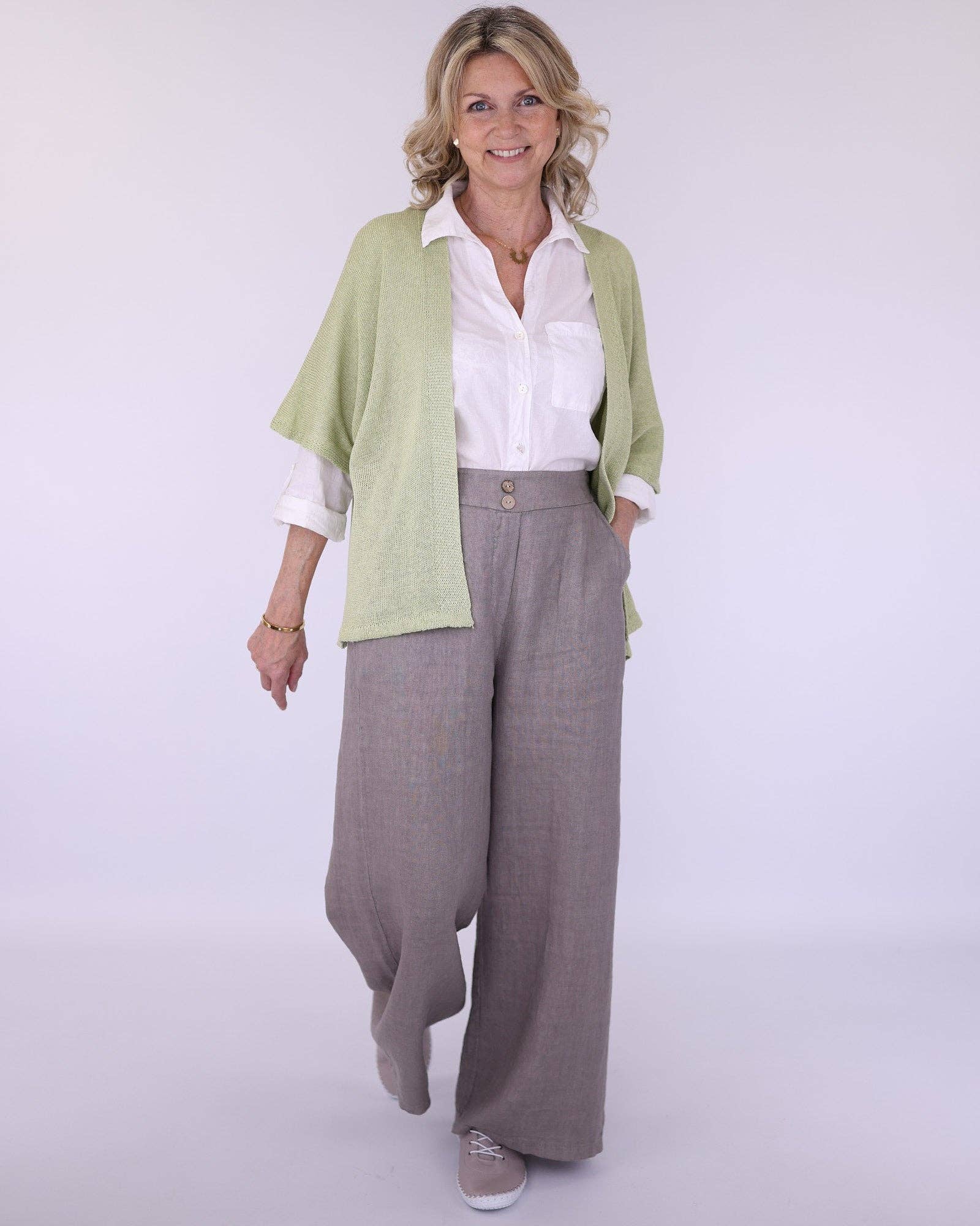 Cotton Tie Front Shirt: Sky