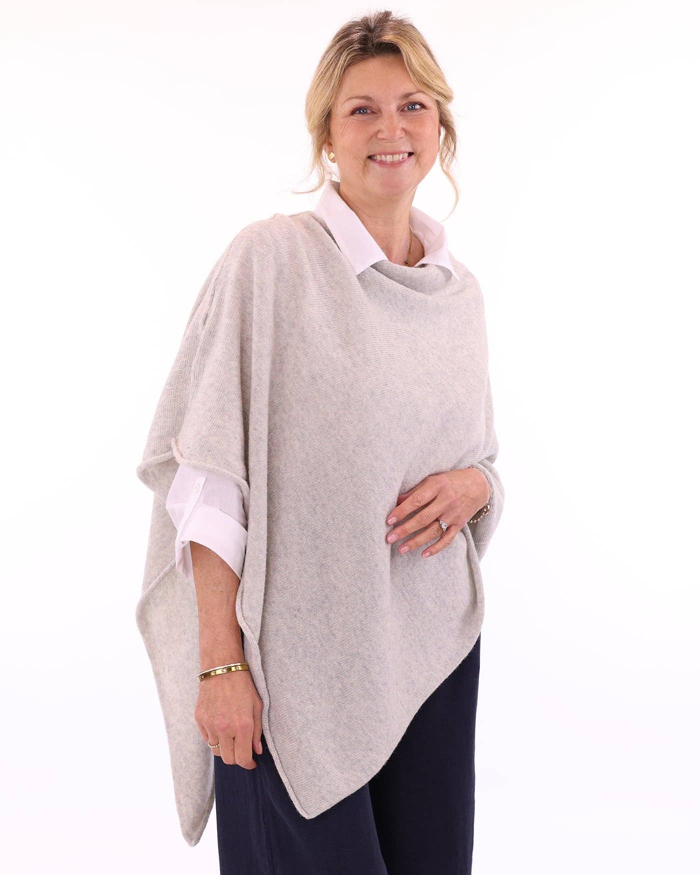 Cashmere Blend Poncho: Vintage Rose