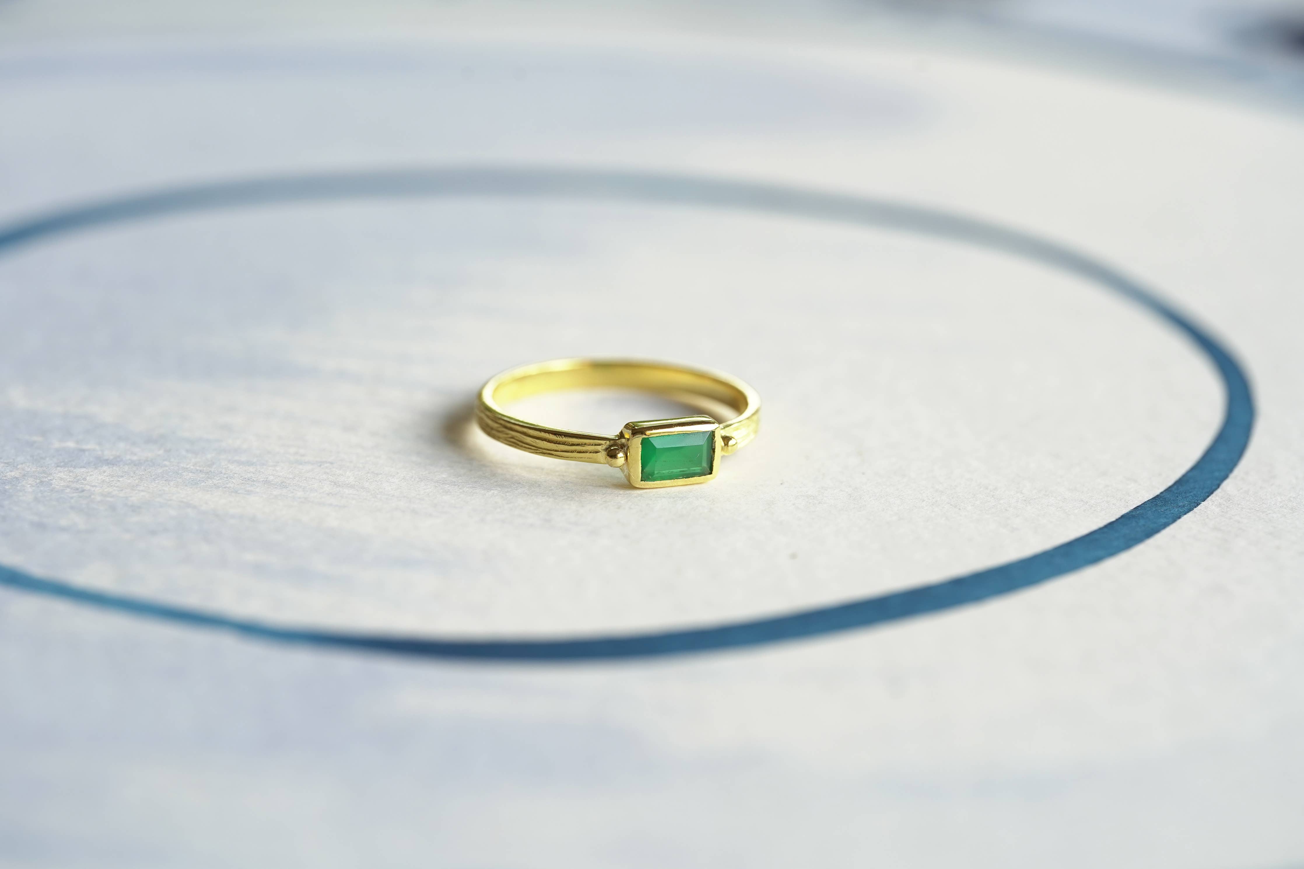 Green Onyx Gold Vermeil Ring: P