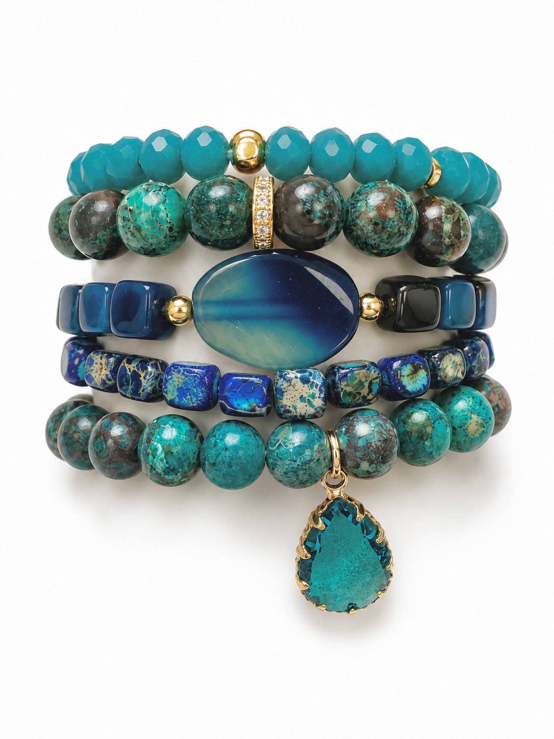 Blue Jasper Set of 5 Bracelets