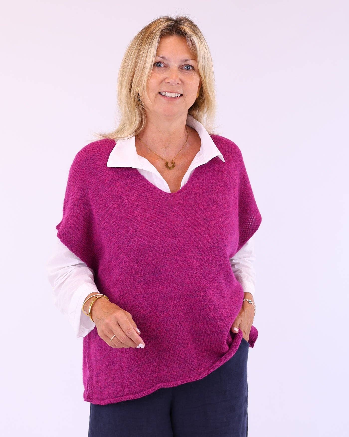 Alpaca Blend V Neck Tunic: Truffle