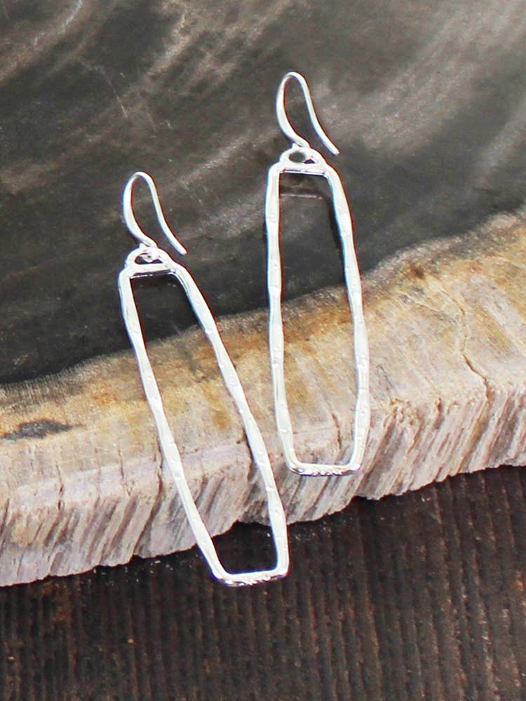 SP332 OPEN RECTANGULAR EARRINGS [SILVER PLATE]
