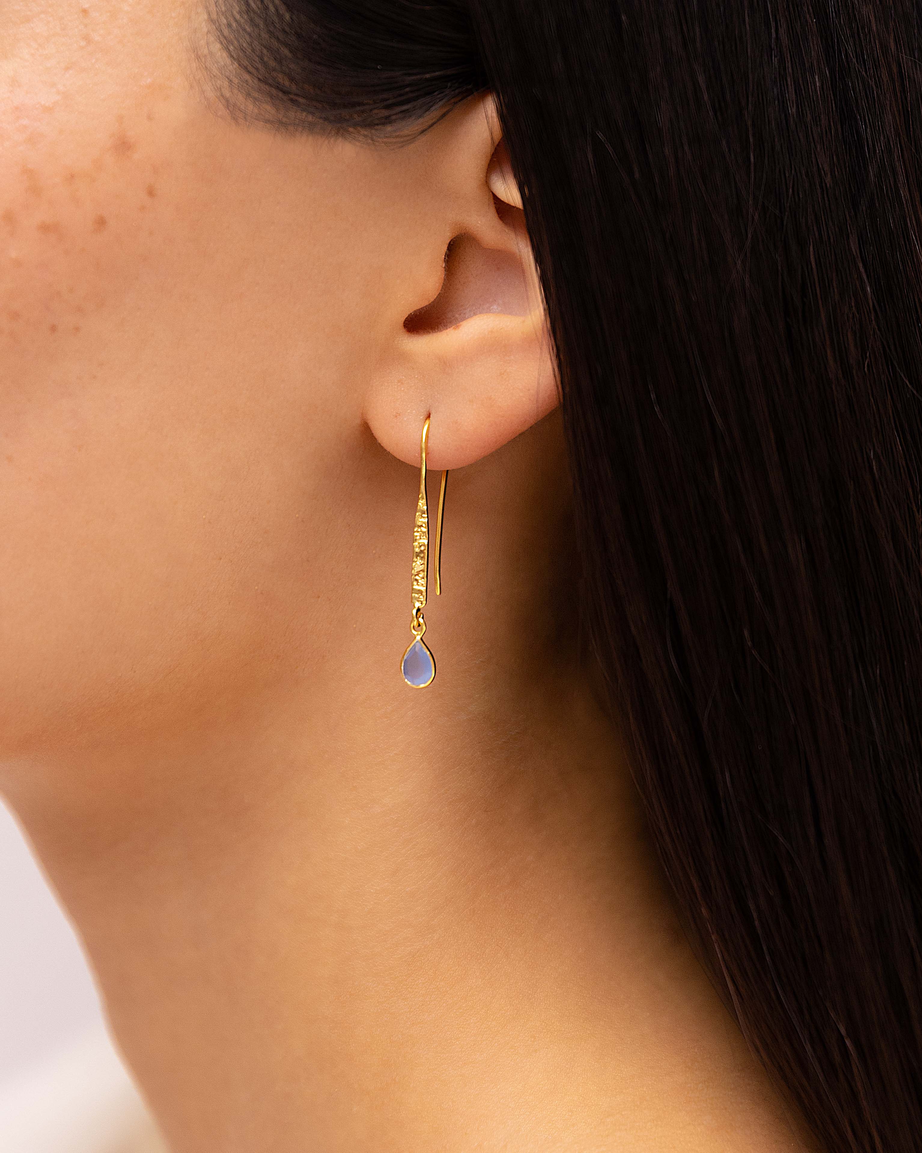 Handmade Blue Chalcedony Gold Vermeil Drop Earrings