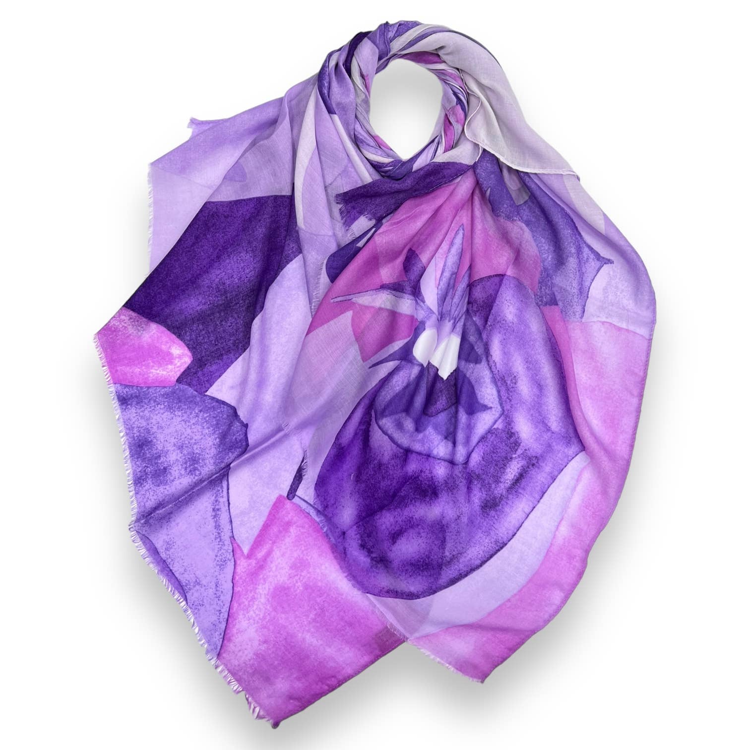 Soft Abstract painting on solid canvas scarf: Grey