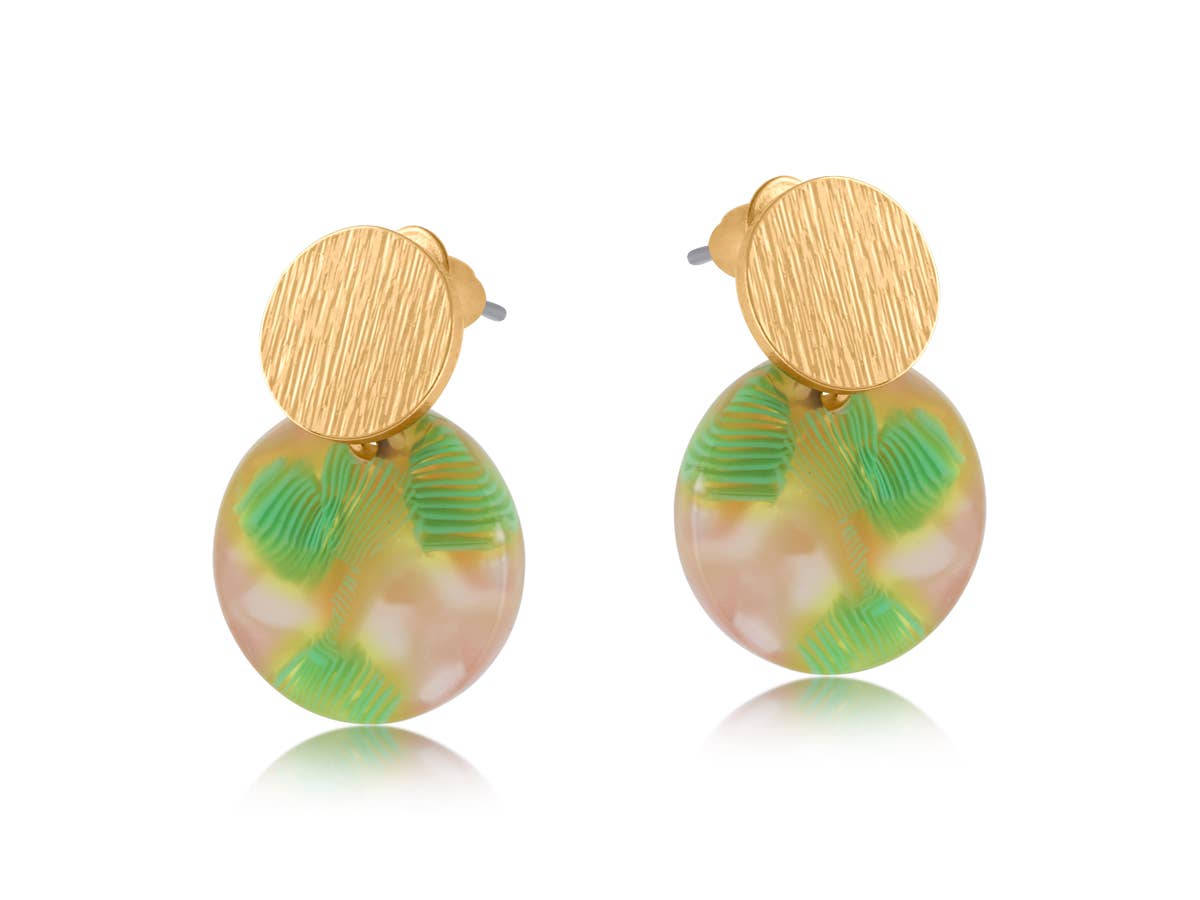 OLIVIA SMALL DISC AND METAL EARRINGS: GREY