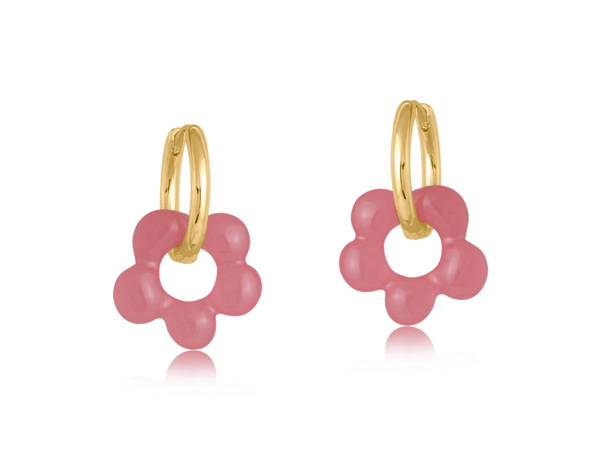 Olympia Beaded Huggies Hoop Earrings: YELLOW
