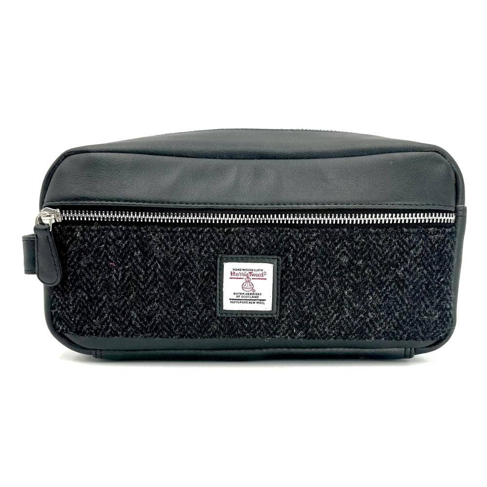 Harris Tweed Toiletry Bag Charcoal