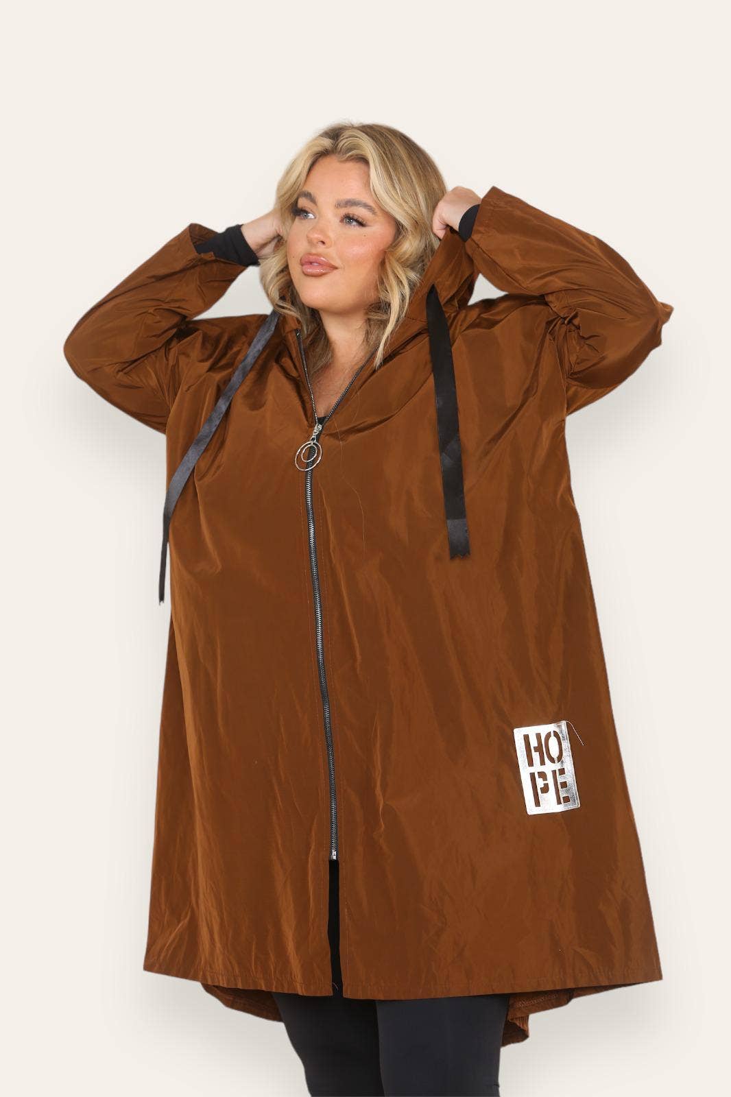 Oversized Hooded Rain Mac: Silver Grey / One Size To UK 16-24