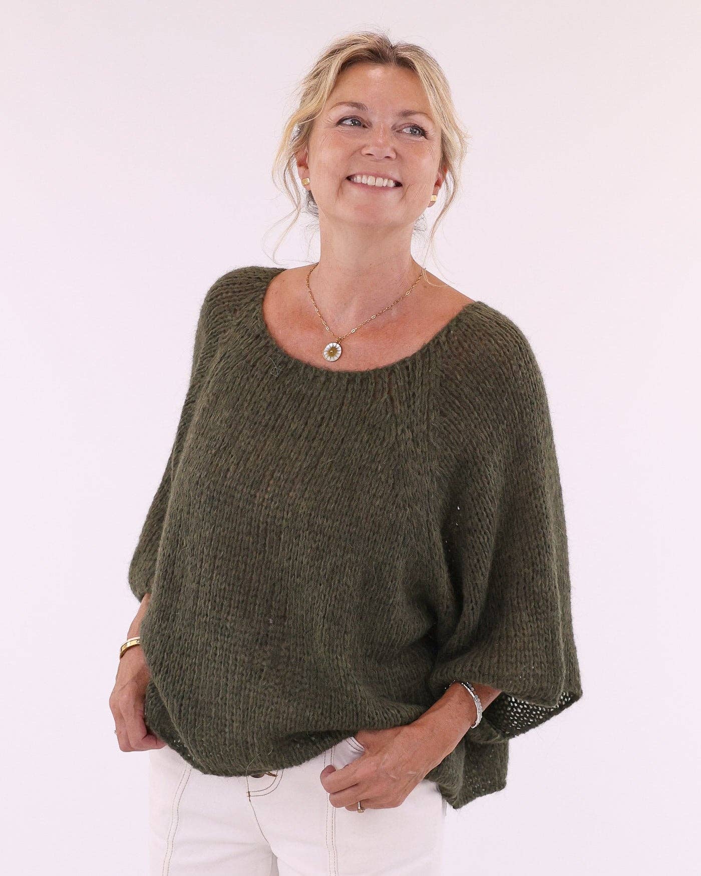 Alpaca Blend Swing Jumper: Cream
