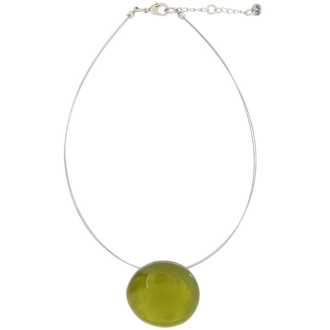 Dark green concave pendant