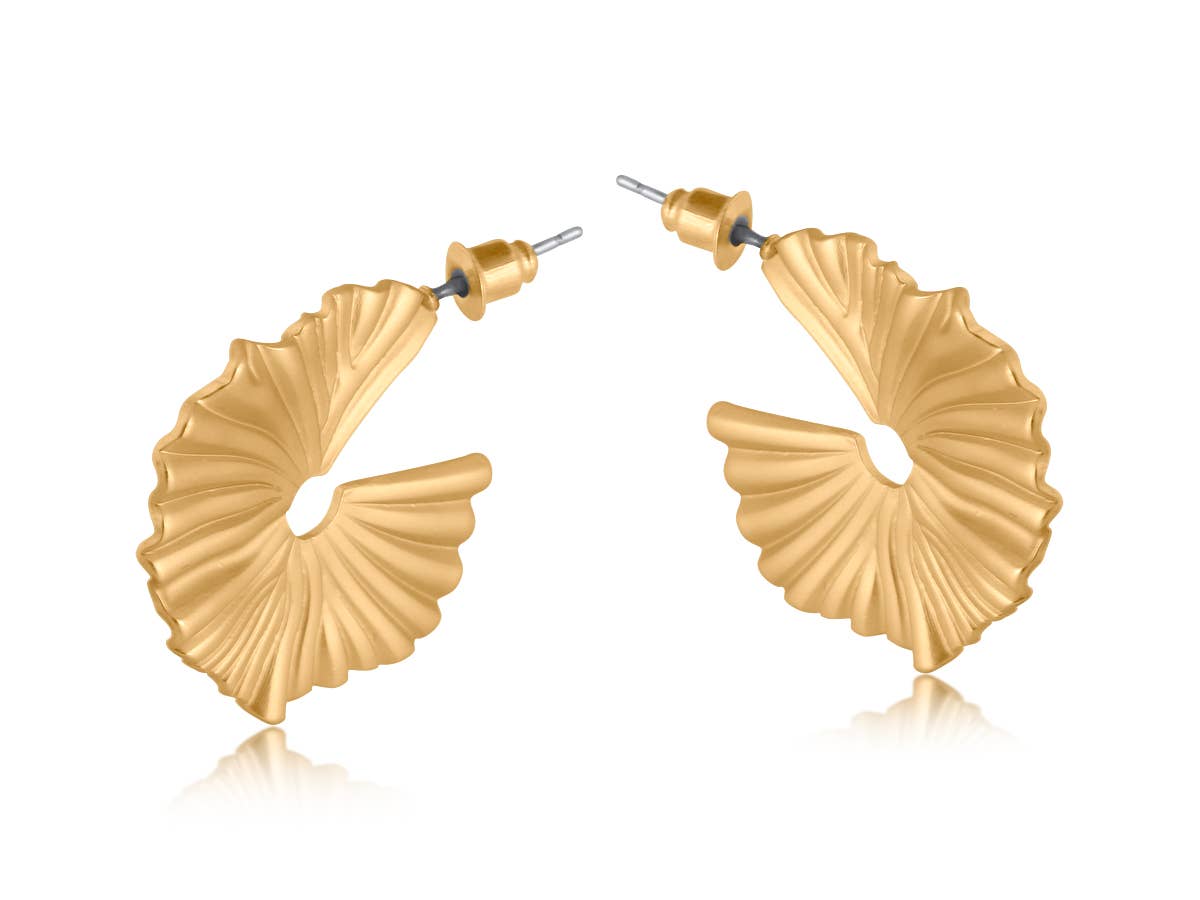 Julia Ginko Leaf Hoop Earrings: GOLD