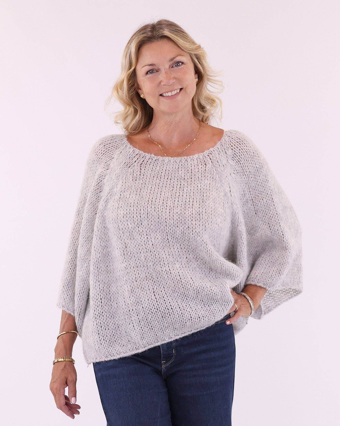 Alpaca Blend Swing Jumper: Cream