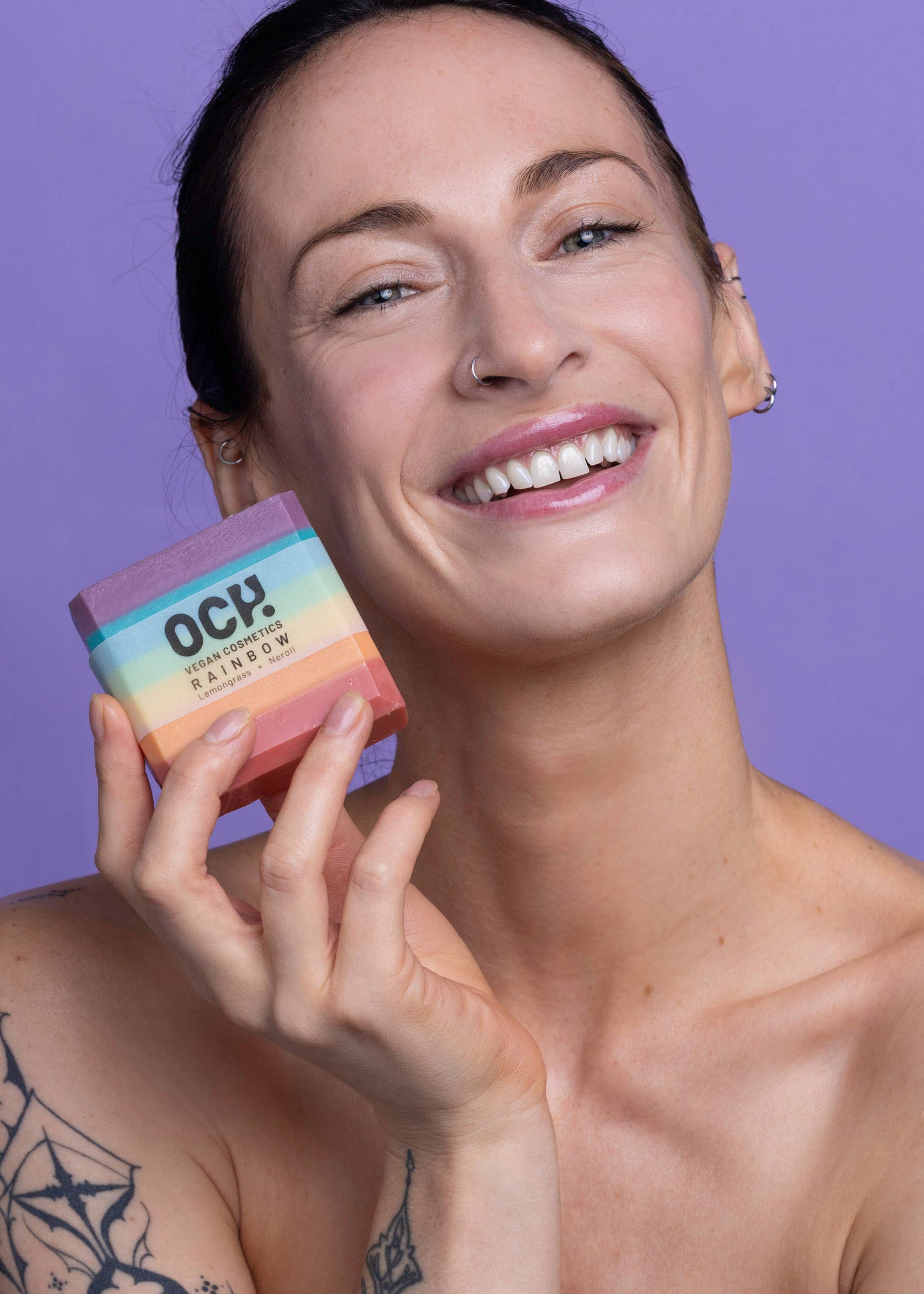 Rainbow - Cold-process Soap Bar (Lemongrass & Neroli): 160 g large