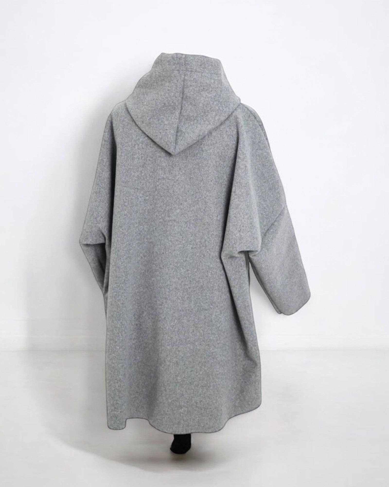 Italian Oversized Longsleeve Zip Up Drawstring Hooded Jacket: Beige / One Size To Fit UK 8-22