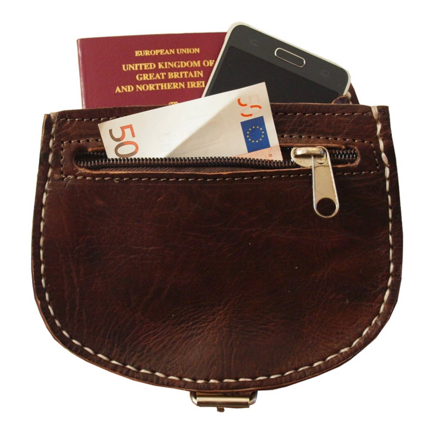 Small Leather Saddle Bag: Dark Brown