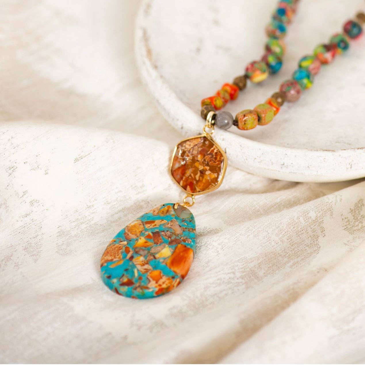 Orange Jasper Long Necklace