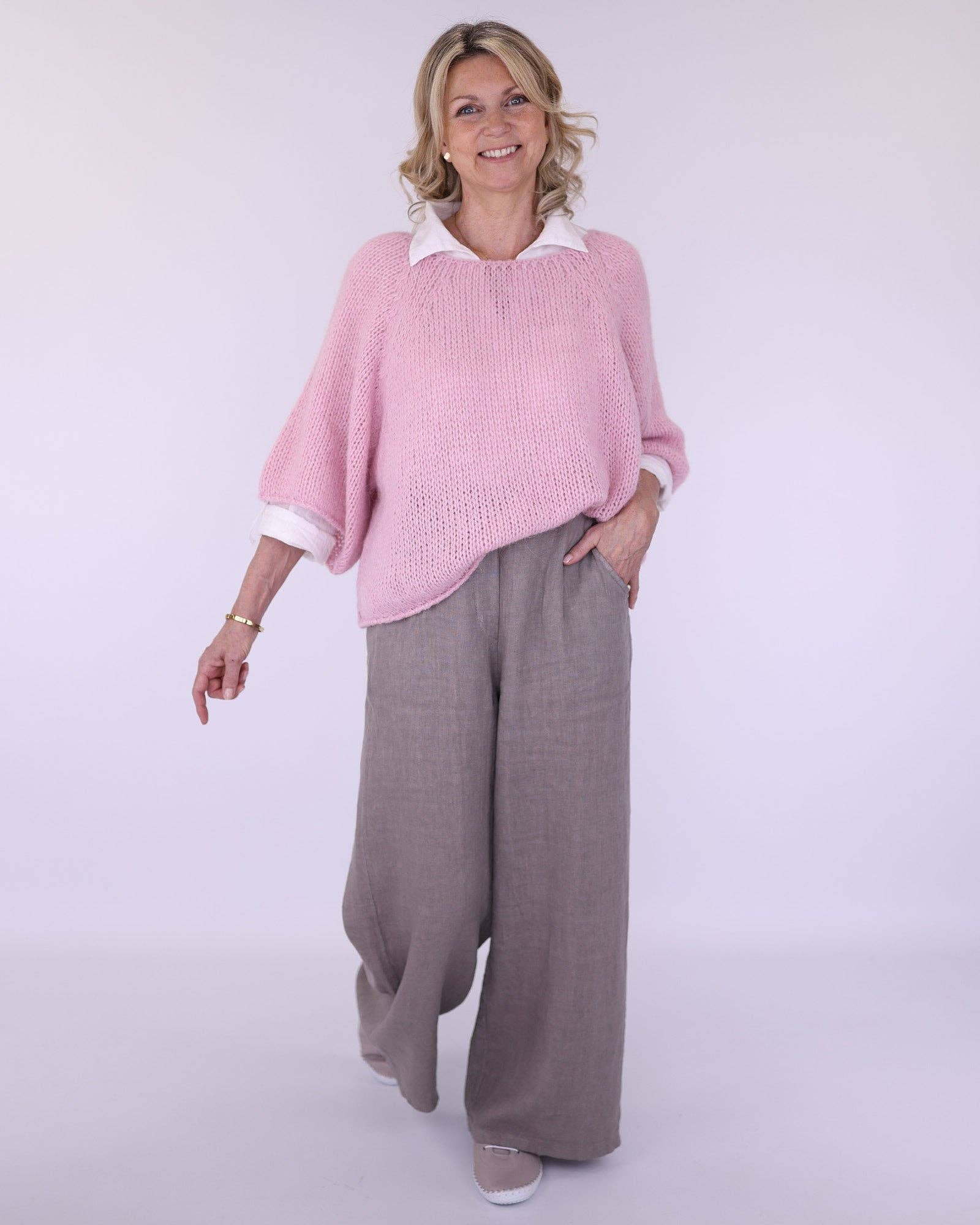 Alpaca Blend Swing Jumper: Cream