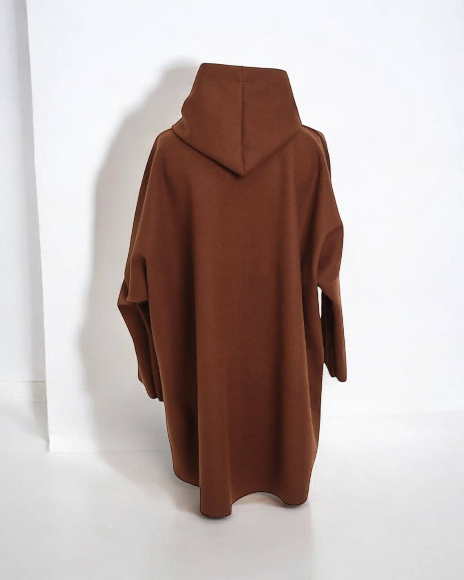Italian Oversized Longsleeve Zip Up Drawstring Hooded Jacket: Beige / One Size To Fit UK 8-22