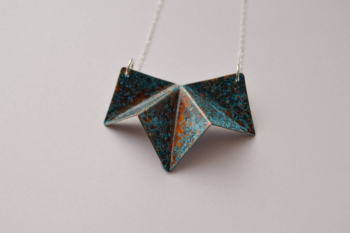 Folded copper origami Necklace: Small