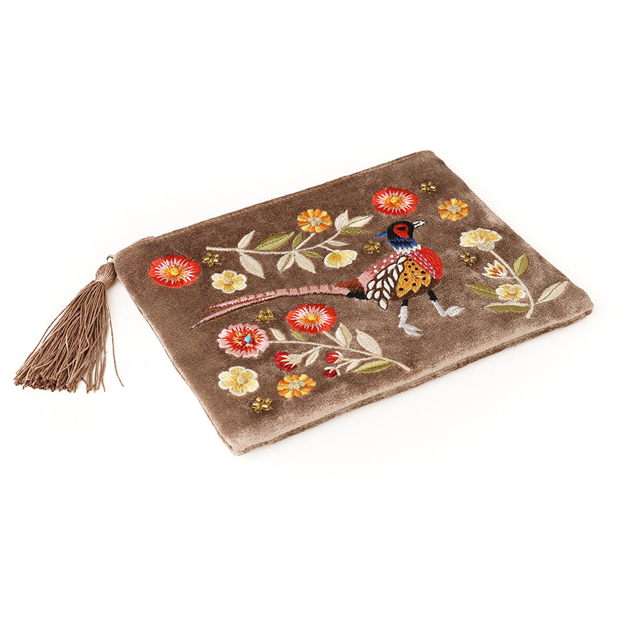 Fawn Velvet  Pheasant Purse