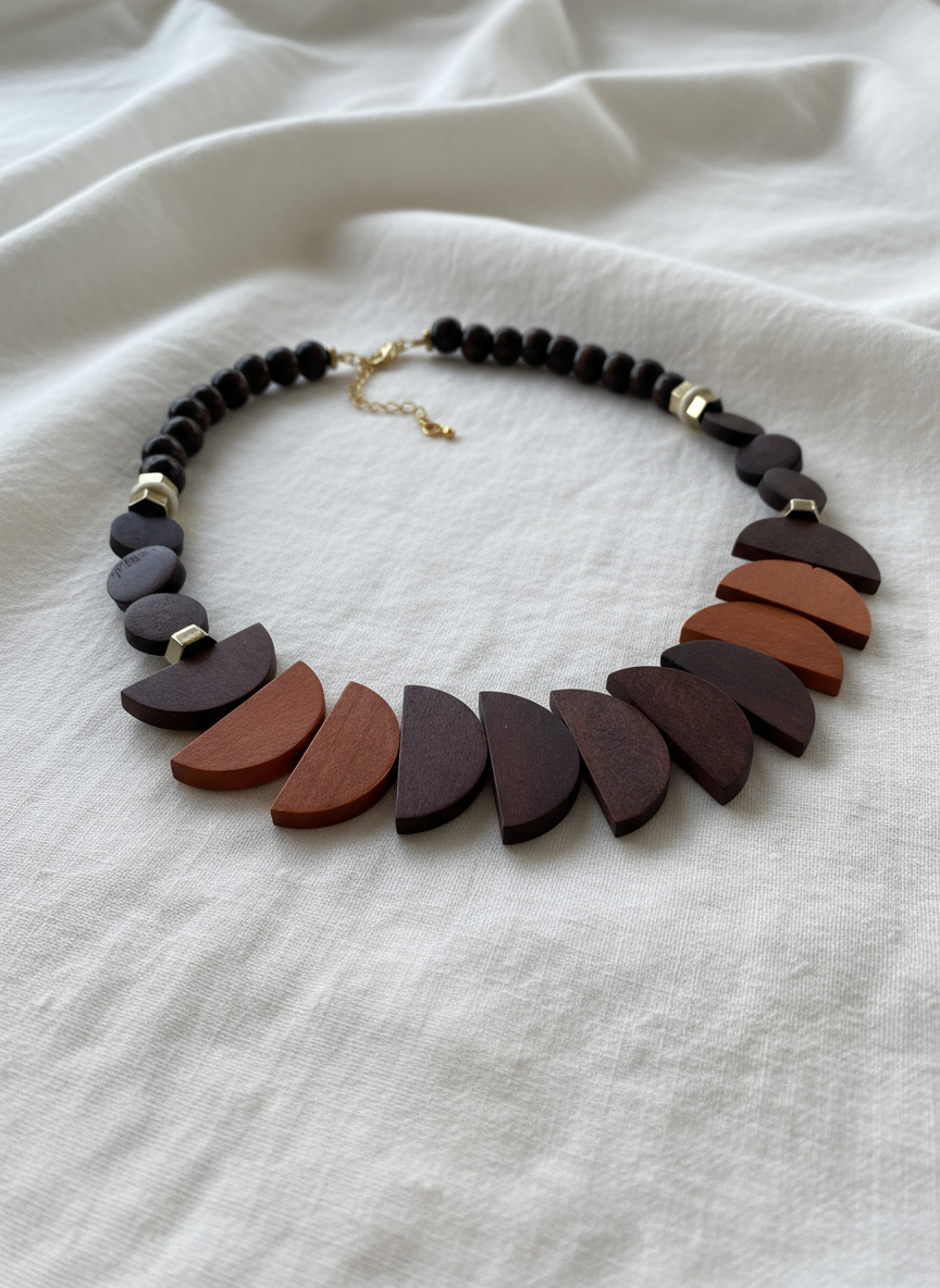 BDL07 - Chocolate Orange Wooden necklace