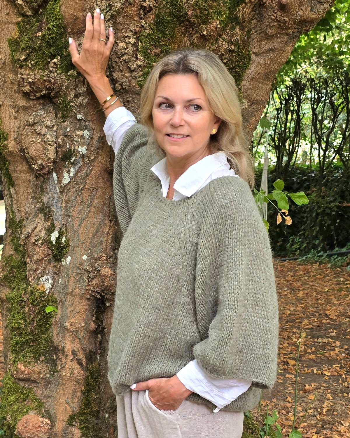 Alpaca Blend Swing Jumper: Cream
