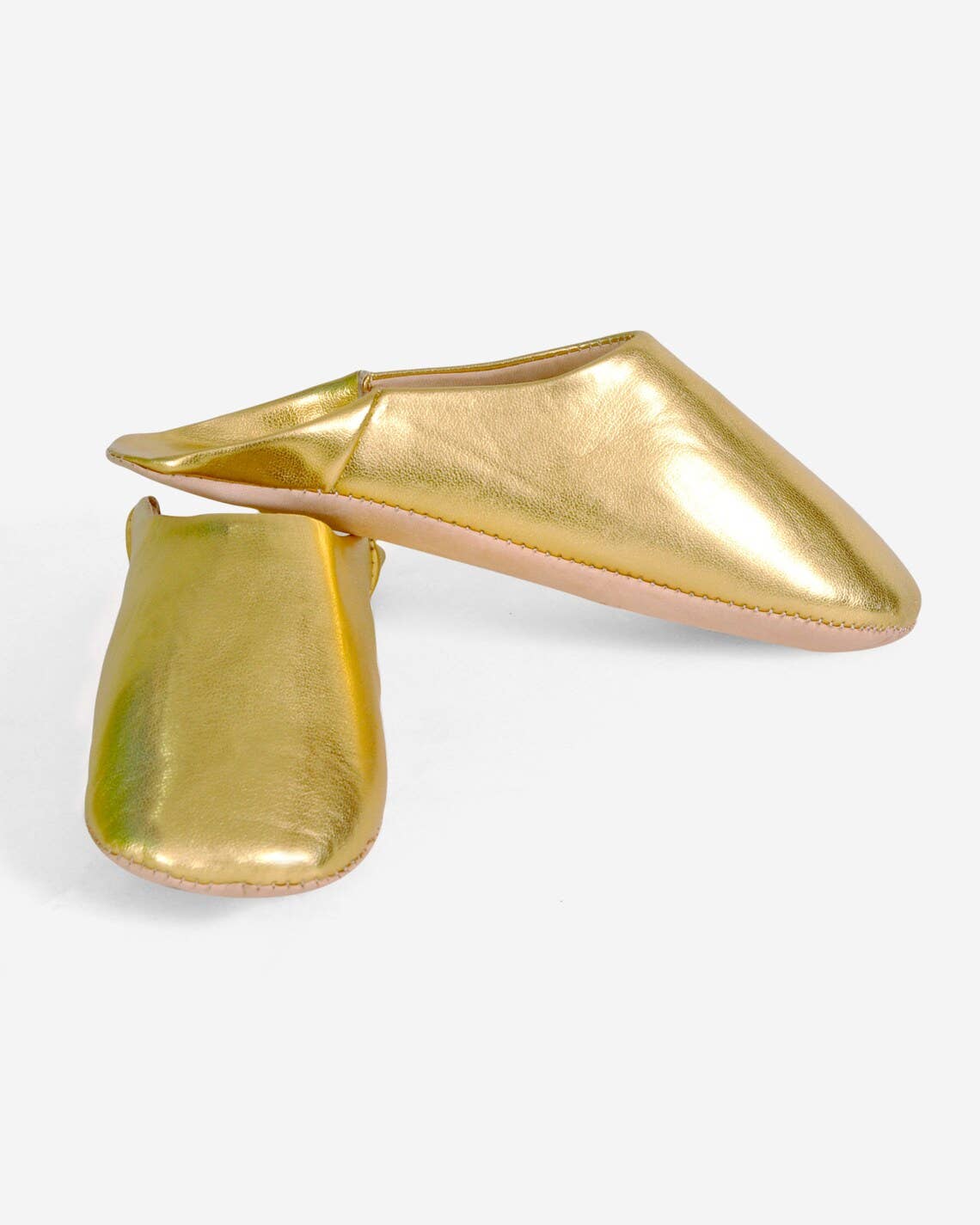Moroccan Handmade Slippers || Leather Unisex Babouches: Gold / UK 5 / US 6.5 / 38 EU