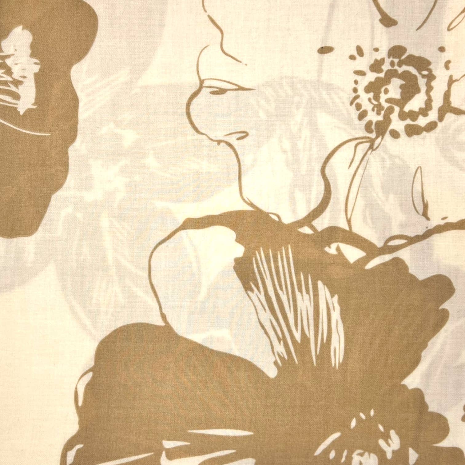Flower sketch print on medium weight scarf: Cream - Black