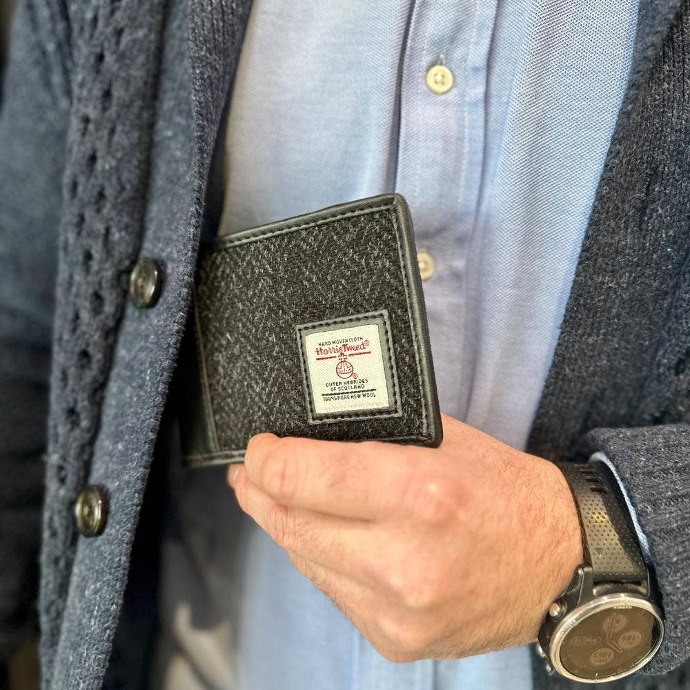 Harris Tweed Bifold Wallet Charcoal
