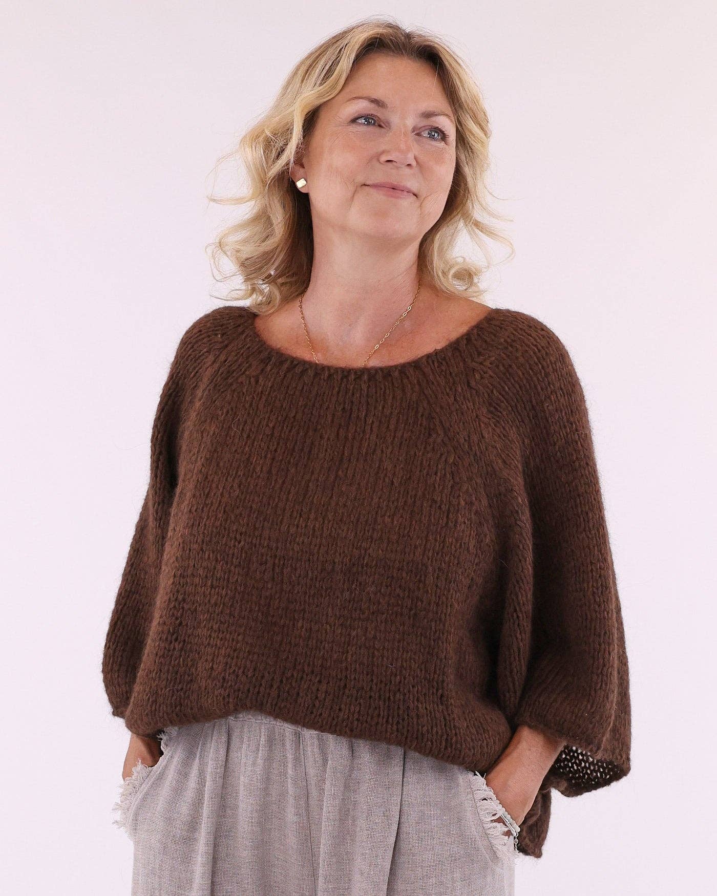 Alpaca Blend Swing Jumper: Cream