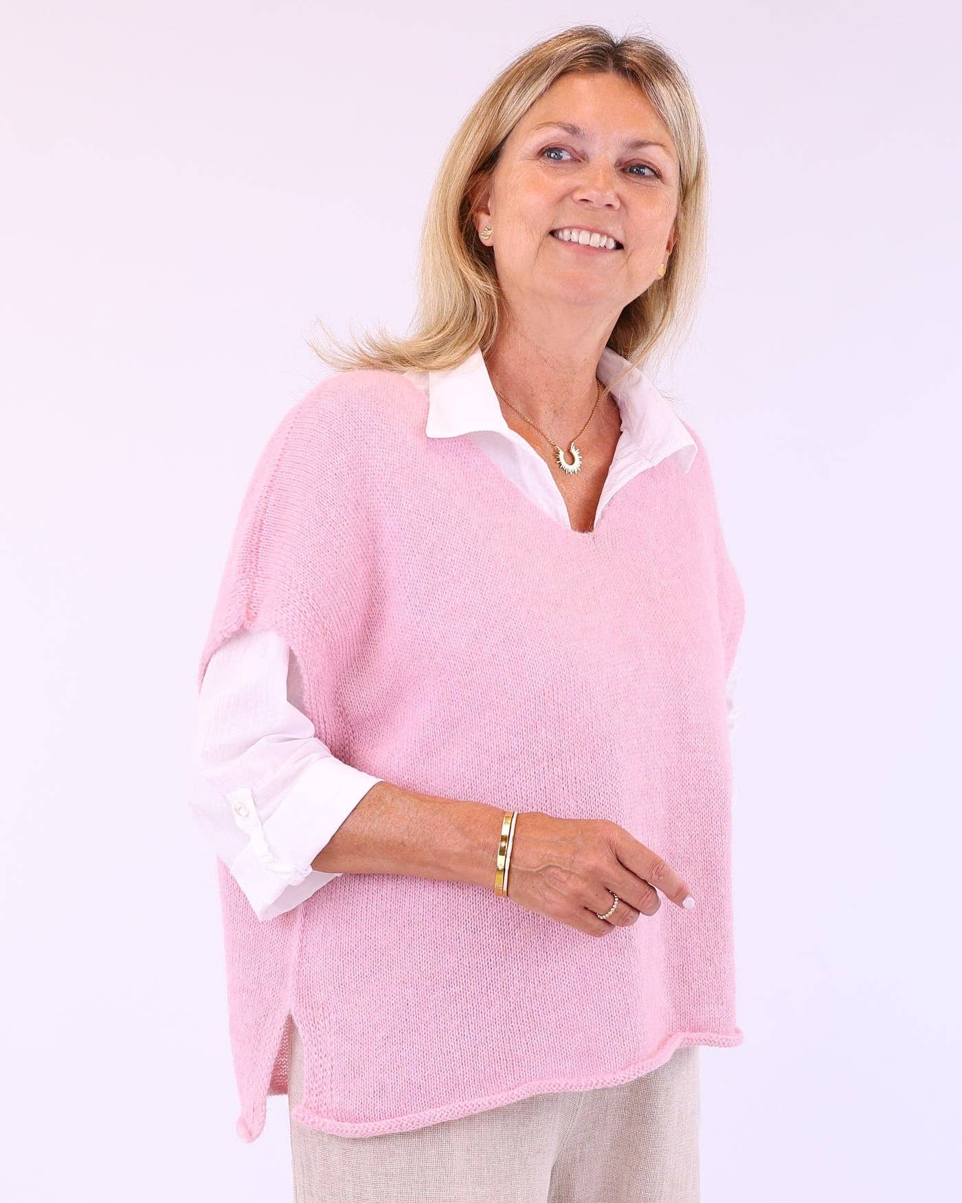 Alpaca Blend V Neck Tunic: Soft Moss
