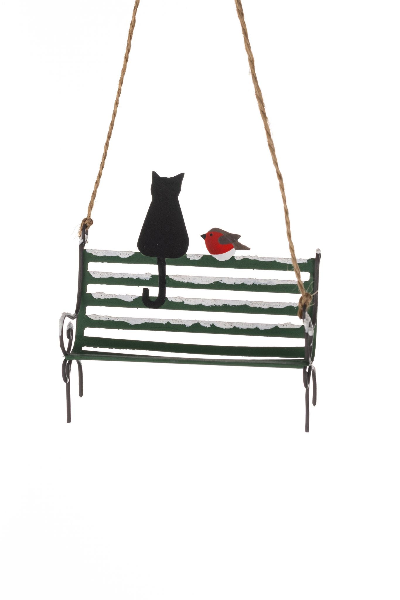 Black cat on bench