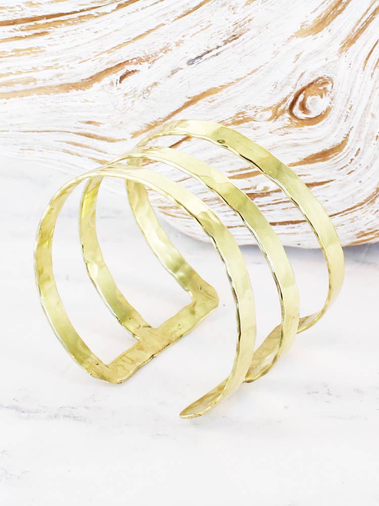 BEATEN METAL TRIPLE BAR CUFF