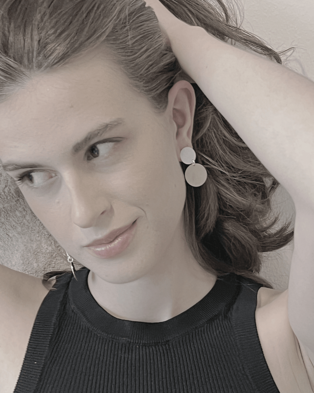 Theia IN:STORE 2 Tone Asymmetrical Dot Earring Gold Plating