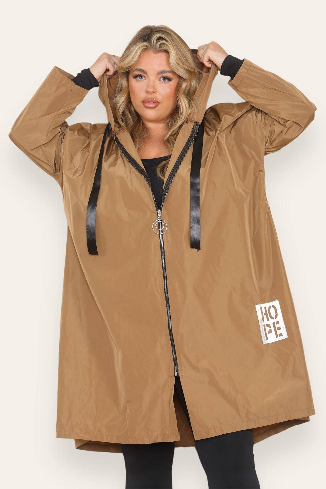 Oversized Hooded Rain Mac: Silver Grey / One Size To UK 16-24