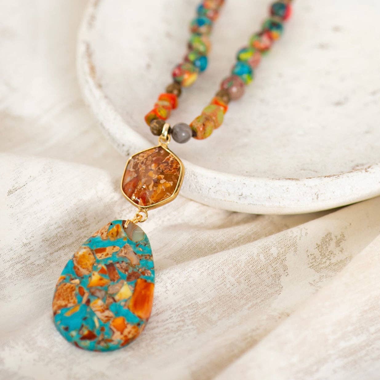 Orange Jasper Long Necklace