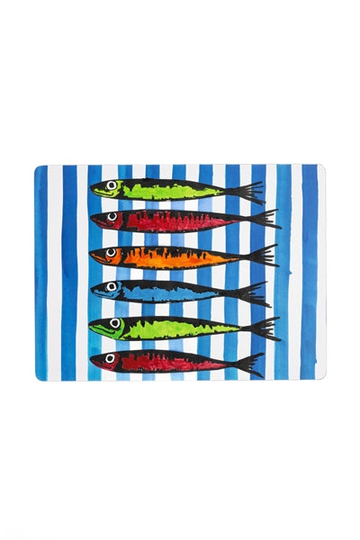 Sardines on Blue place mat x4