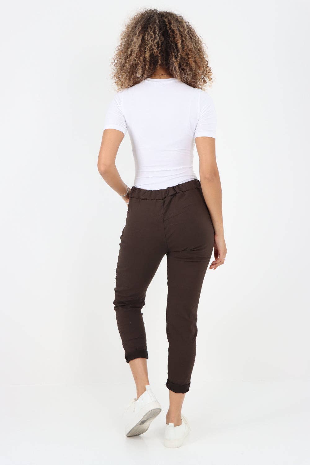 Womens Plain Magic Pants Italian Multi Colours: Beige / One Size (UK 10-14)