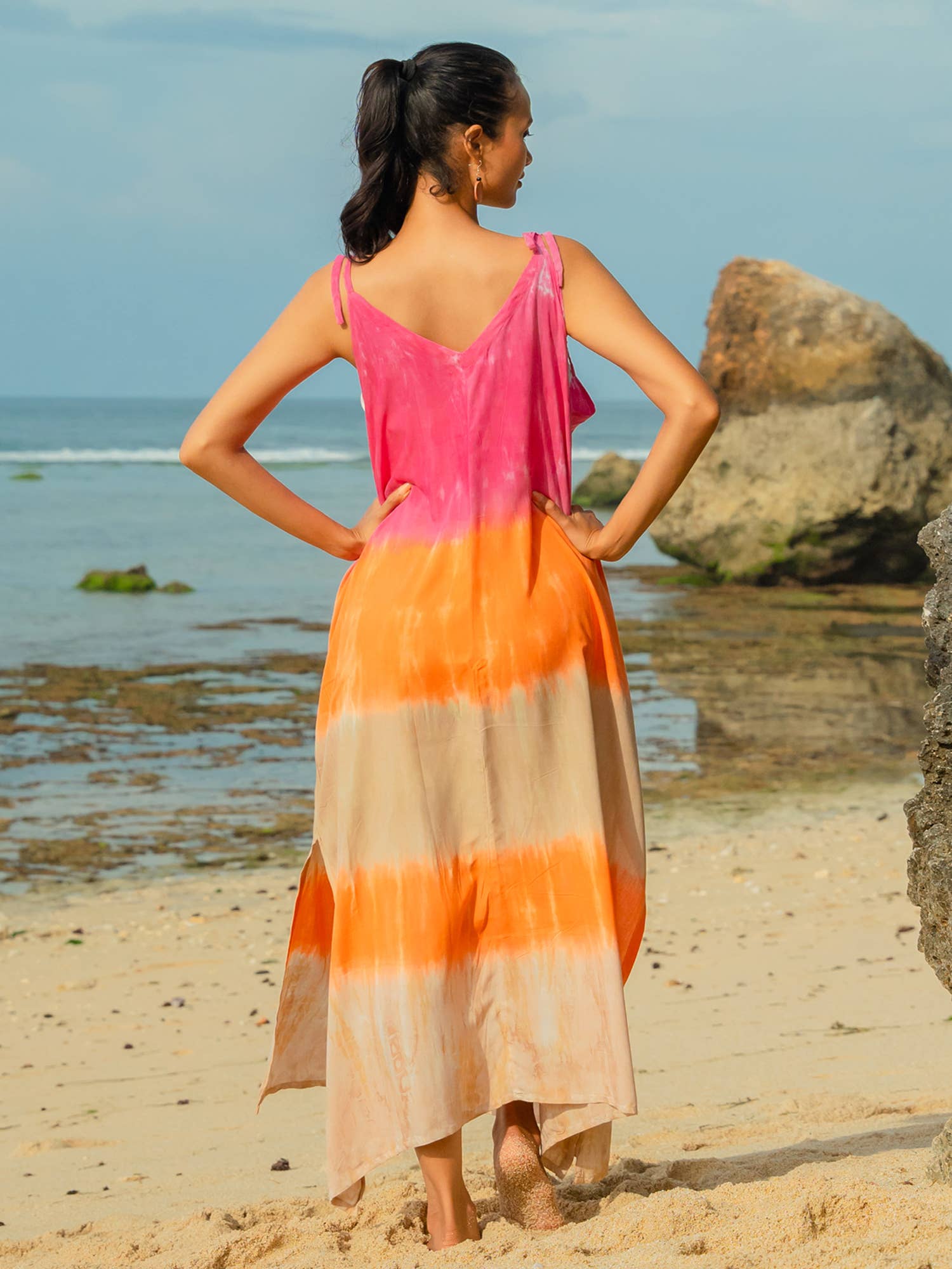 ADJUSTABLE TIE DYE STRAPPY DRESS