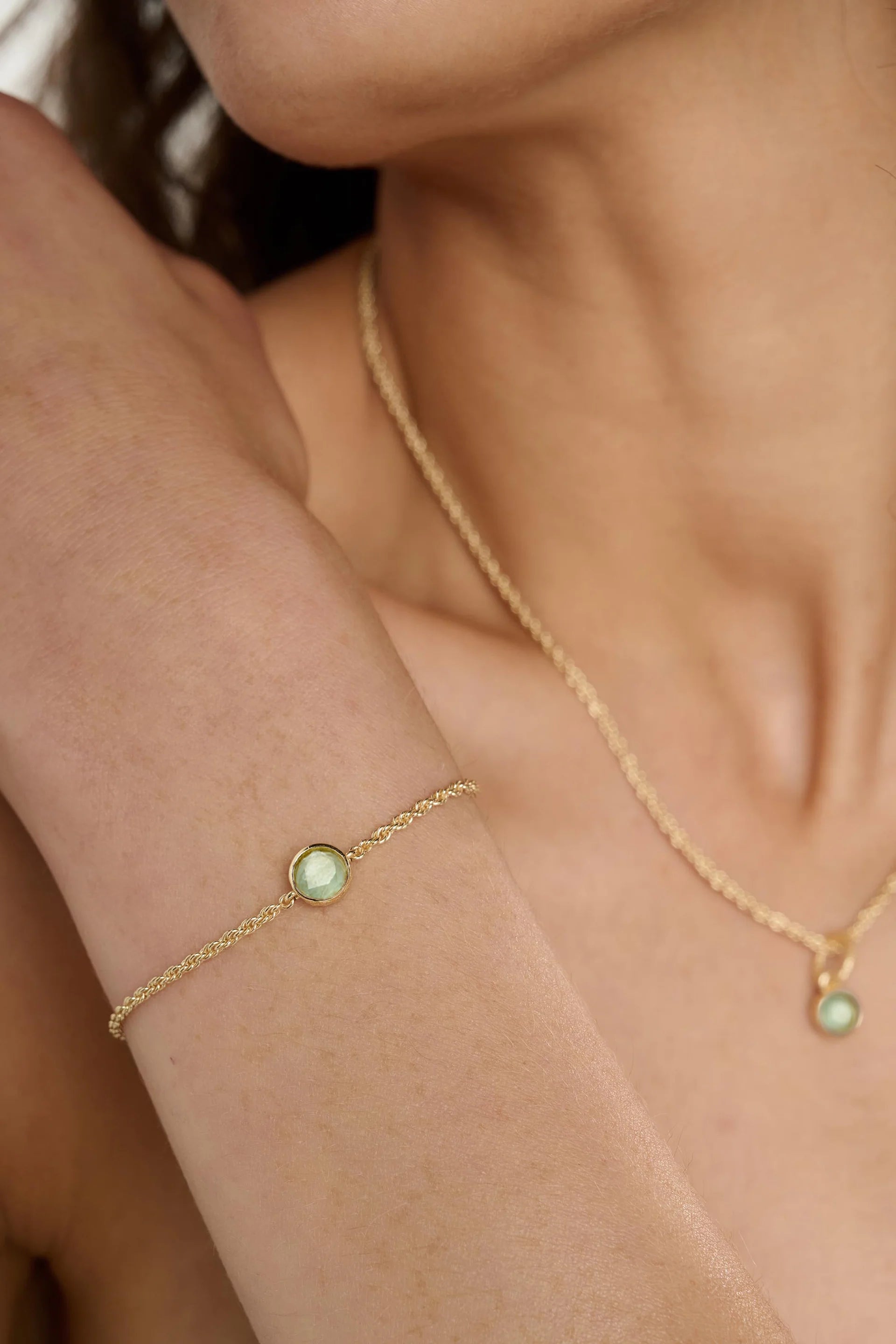 Gold Aquamarine Birthstone Bracelet
