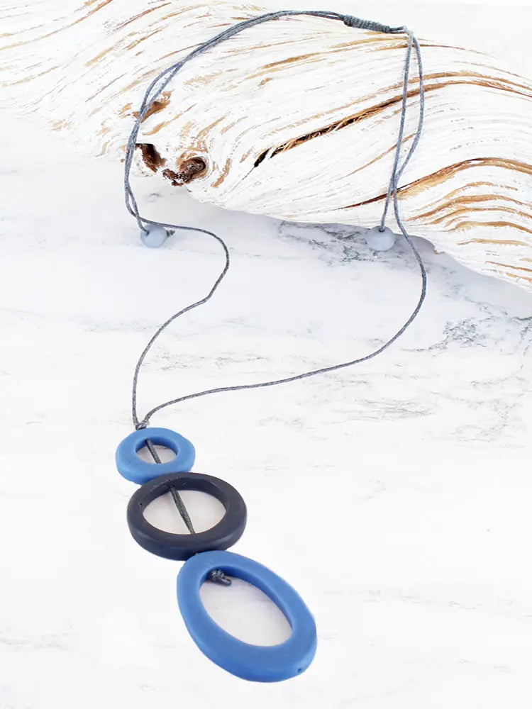 Blue tonal hoop  pendant