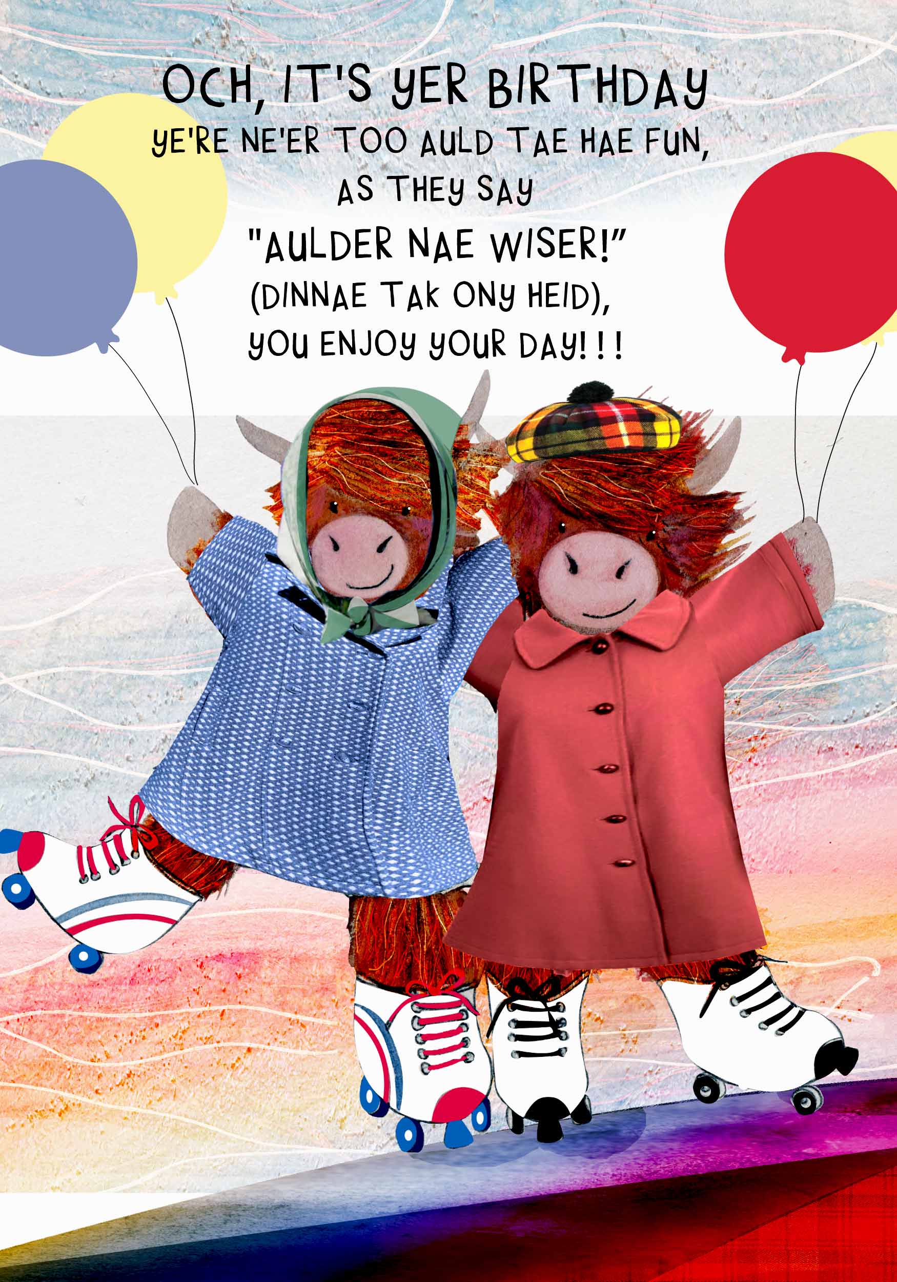 Auld Roller Skaters Birthday Card